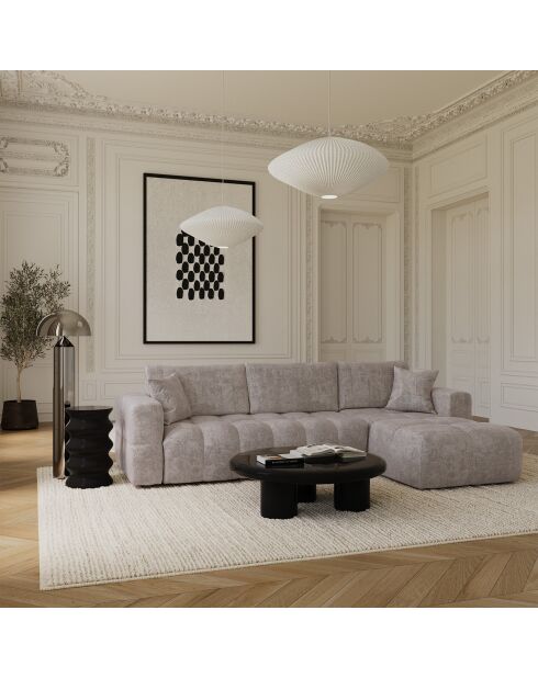 Canapé angle droit convertible express matelas Dunlopillo 140cm Rafael Velours taupe - 286x165x80 cm