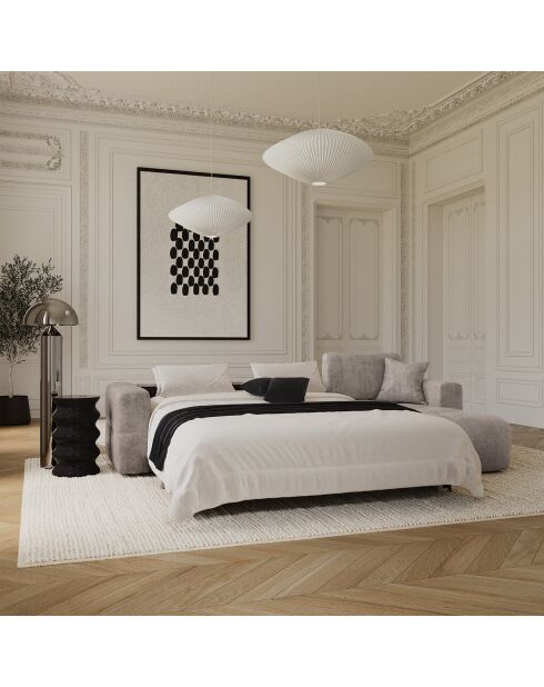 Canapé angle droit convertible express matelas Dunlopillo 140cm Rafael Velours taupe - 286x165x80 cm