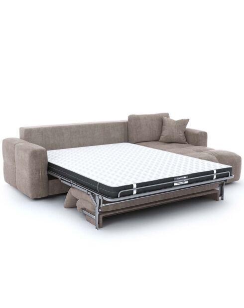 Sofa cabriolet haaks express Dunlopillo matras 140 cm Rafael Taupe fluweel - 286x165x80 cm