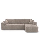 Canapé angle droit convertible express matelas Dunlopillo 140cm Rafael Velours taupe - 286x165x80 cm