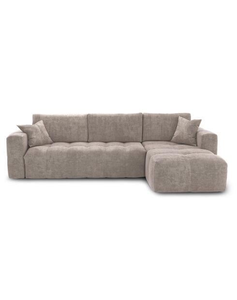 Sofa cabriolet haaks express Dunlopillo matras 140 cm Rafael Taupe fluweel - 286x165x80 cm