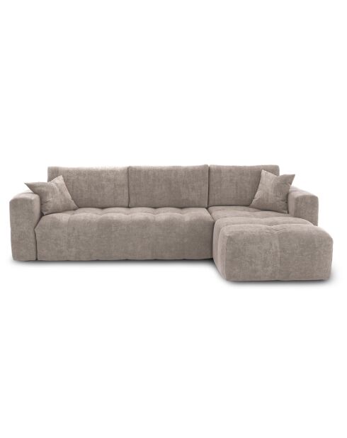 Canapé angle droit convertible express matelas Dunlopillo 140cm Rafael Velours taupe - 286x165x80 cm