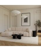 Canapé angle gauche convertible express matelas Dunlopillo 140cm Rafael Tissu bouclette beige - 286x165x80 cm