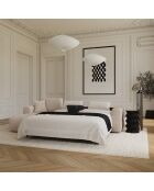 Canapé angle gauche convertible express matelas Dunlopillo 140cm Rafael Tissu bouclette beige - 286x165x80 cm