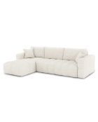 Canapé angle gauche convertible express matelas Dunlopillo 140cm Rafael Tissu bouclette crème - 286x165x80 cm