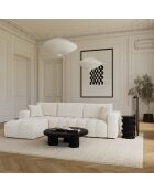 Canapé angle gauche convertible express matelas Dunlopillo 140cm Rafael Tissu bouclette crème - 286x165x80 cm