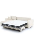 Canapé angle gauche convertible express matelas Dunlopillo 140cm Rafael Tissu bouclette crème - 286x165x80 cm