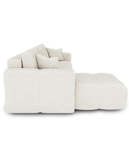 Bank linkerhoek cabriolet express Dunlopillo matras 140 cm Rafael Boucle stof crème - 286x165x80 cm