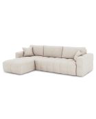 Canapé angle gauche convertible express matelas Dunlopillo 140cm Rafael Tissu tramé crème - 286x165x80 cm
