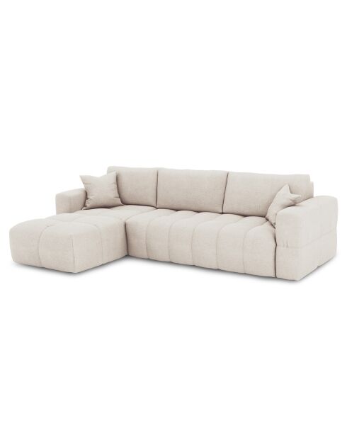 Canapé angle gauche convertible express matelas Dunlopillo 140cm Rafael Tissu tramé crème - 286x165x80 cm
