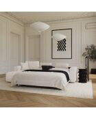 Canapé angle gauche convertible express matelas Dunlopillo 140cm Rafael Tissu tramé crème - 286x165x80 cm
