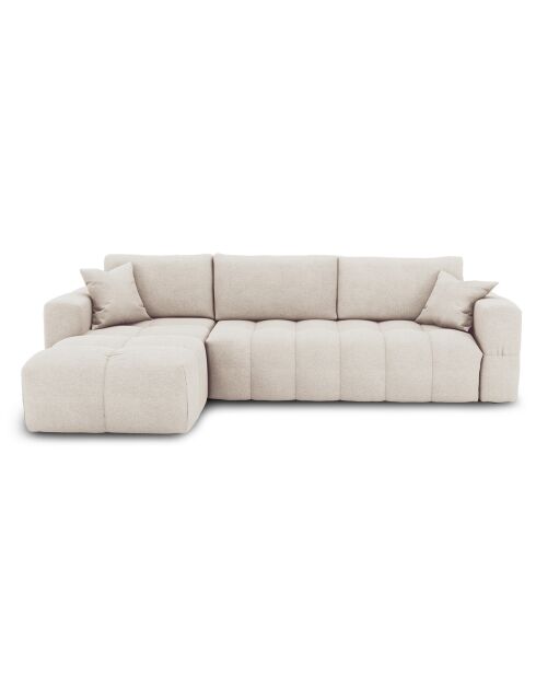 Linkerhoekbank converteerbaar express Dunlopillo matras 140 cm Rafael crème geweven stof - 286x165x80 cm