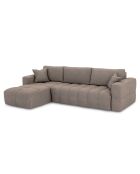 Canapé angle gauche convertible express matelas Dunlopillo 140cm Rafael Tissu tramé taupe - 286x165x80 cm