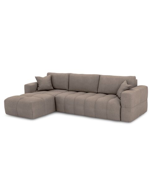 Canapé angle gauche convertible express matelas Dunlopillo 140cm Rafael Tissu tramé taupe - 286x165x80 cm