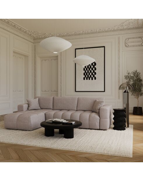 Canapé angle gauche convertible express matelas Dunlopillo 140cm Rafael Tissu tramé taupe - 286x165x80 cm