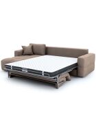 Canapé angle gauche convertible express matelas Dunlopillo 140cm Rafael Tissu tramé taupe - 286x165x80 cm