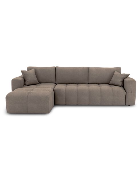 Canapé angle gauche convertible express matelas Dunlopillo 140cm Rafael Tissu tramé taupe - 286x165x80 cm