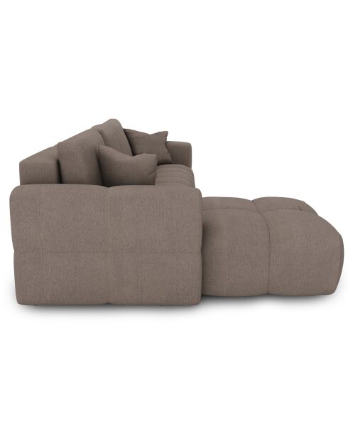 Canapé angle gauche convertible express matelas Dunlopillo 140cm Rafael Tissu tramé taupe - 286x165x80 cm