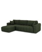 Canapé angle gauche convertible express matelas Dunlopillo 140cm Rafael Tissu tramé vert olive - 286x165x80 cm
