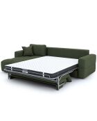 Canapé angle gauche convertible express matelas Dunlopillo 140cm Rafael Tissu tramé vert olive - 286x165x80 cm