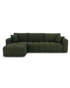 Canapé angle gauche convertible express matelas Dunlopillo 140cm Rafael Tissu tramé vert olive - 286x165x80 cm