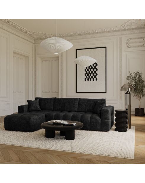 Canapé angle gauche convertible express matelas Dunlopillo 140cm Rafael Velours anthracite foncé - 286x165x80 cm