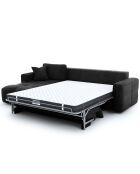 Canapé angle gauche convertible express matelas Dunlopillo 140cm Rafael Velours anthracite foncé - 286x165x80 cm