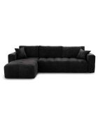 Canapé angle gauche convertible express matelas Dunlopillo 140cm Rafael Velours anthracite foncé - 286x165x80 cm
