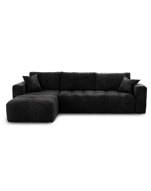 Sofa, linke Ecke, konvertierbar, Express Dunlopillo Matratze, 140 cm, Rafael, dunkelanthrazitfarbener Samt — 286 x 165 x 80 cm