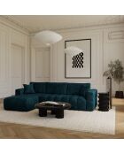 Canapé angle gauche convertible express matelas Dunlopillo 140cm Rafael Velours bleu paon - 286x165x80 cm