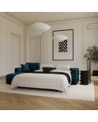 Canapé angle gauche convertible express matelas Dunlopillo 140cm Rafael Velours bleu paon - 286x165x80 cm