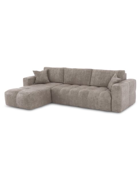 Canapé angle gauche convertible express matelas Dunlopillo 140cm Rafael Velours taupe - 286x165x80 cm
