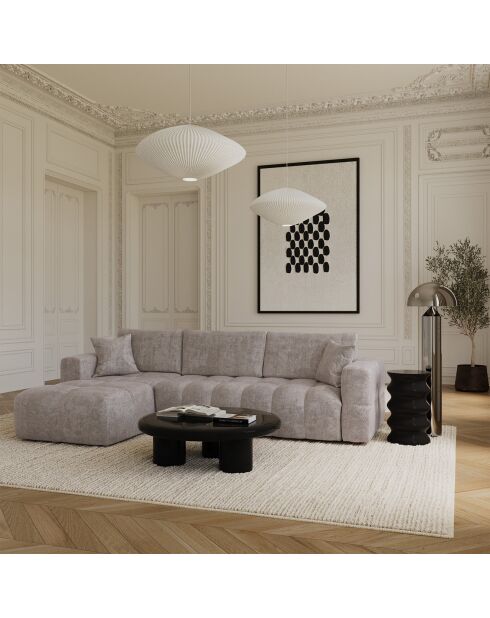 Canapé angle gauche convertible express matelas Dunlopillo 140cm Rafael Velours taupe - 286x165x80 cm