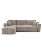 Canapé angle gauche convertible express matelas Dunlopillo 140cm Rafael Velours taupe - 286x165x80 cm