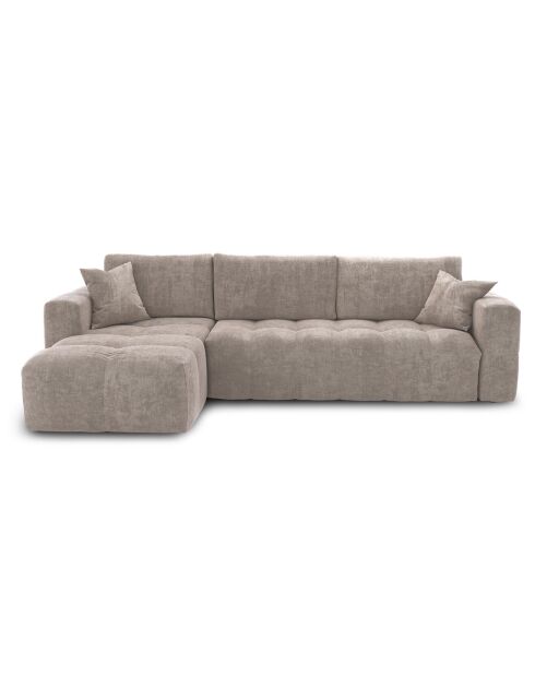 Faltbare Express Dunlopillo Matratze für die linke Ecke, 140 cm, Samt Rafael Taupe, 286 x 165 x 80 cm