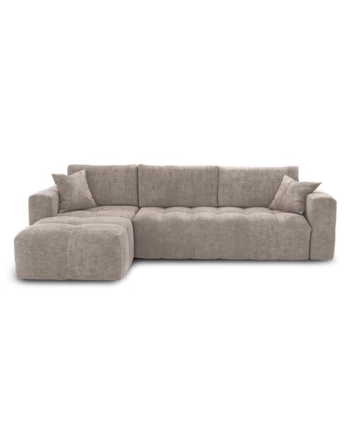 Canapé angle gauche convertible express matelas Dunlopillo 140cm Rafael Velours taupe - 286x165x80 cm