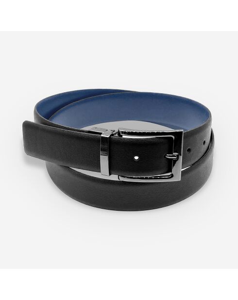 Ceinture en cuir Virgile noire-bleue