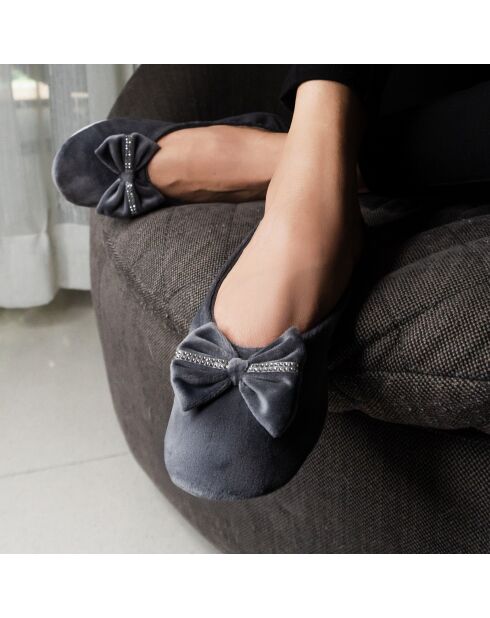 Ballerines en velours Édrick grises
