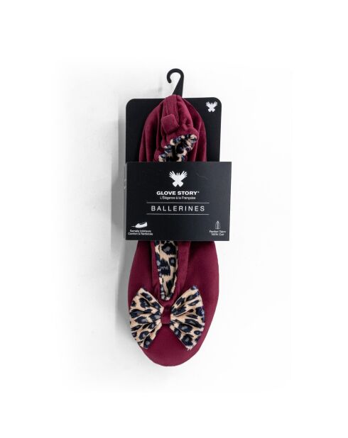 Ballerine da interno in velluto - CF0148-Bordeaux-Animal