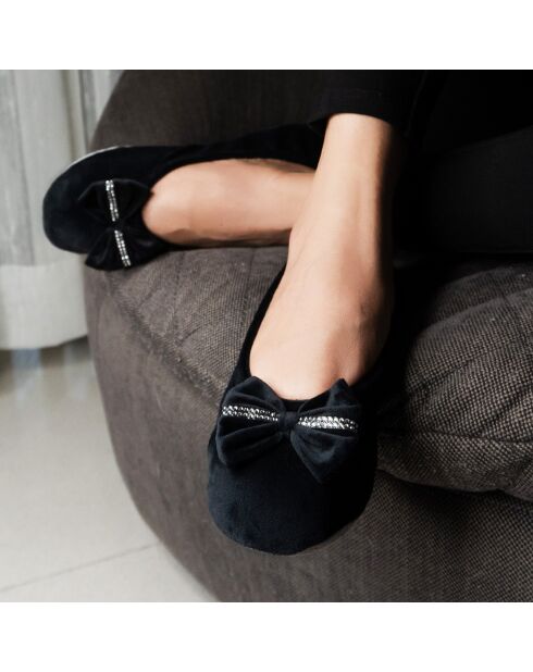 Ballerines d'intérieur en velours-CF0149-noir