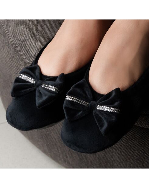 Ballerines d'intérieur en velours-CF0149-noir