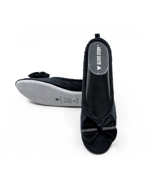 Ballerines d'intérieur en velours-CF0149-noir