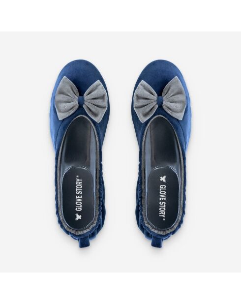 Ballerines d'intérieur en velours-CF0148-deep-blue-taupe