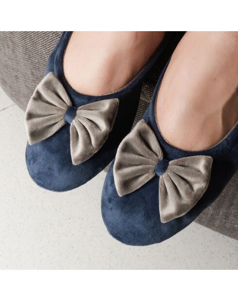 Ballerines d'intérieur en velours-CF0148-deep-blue-taupe