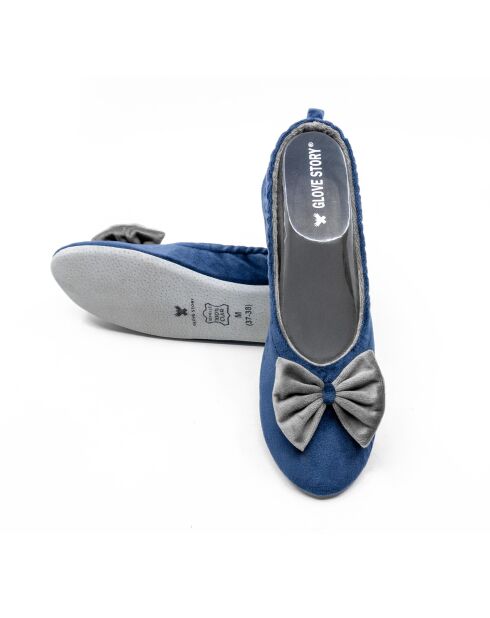 Ballerines d'intérieur en velours-CF0148-deep-blue-taupe