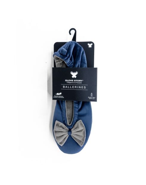 Ballerines d'intérieur en velours-CF0148-deep-blue-taupe