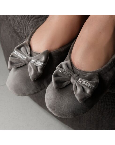 Ballerines d'intérieur en velours-CF0149-taupe