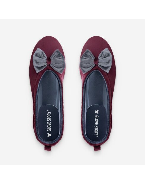 Ballerines d'intérieur en velours-CF0148-bordeaux-gris
