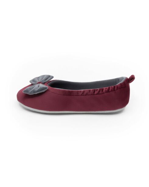 Ballerines d'intérieur en velours-CF0148-bordeaux-gris