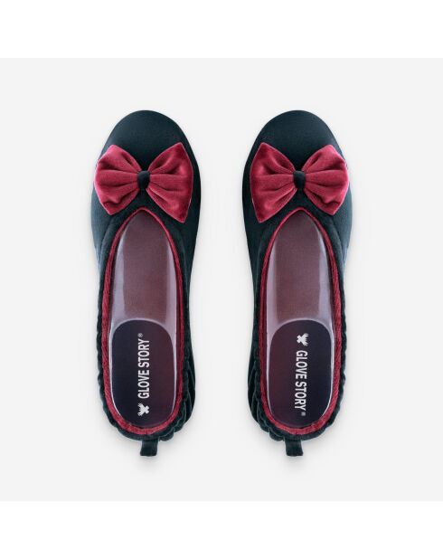 Ballerines d'intérieur en velours-CF0148-noir-bordeaux